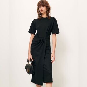 New! Sessun Brera Black Twist Short Sleeve Midi Dress 🖤 Small